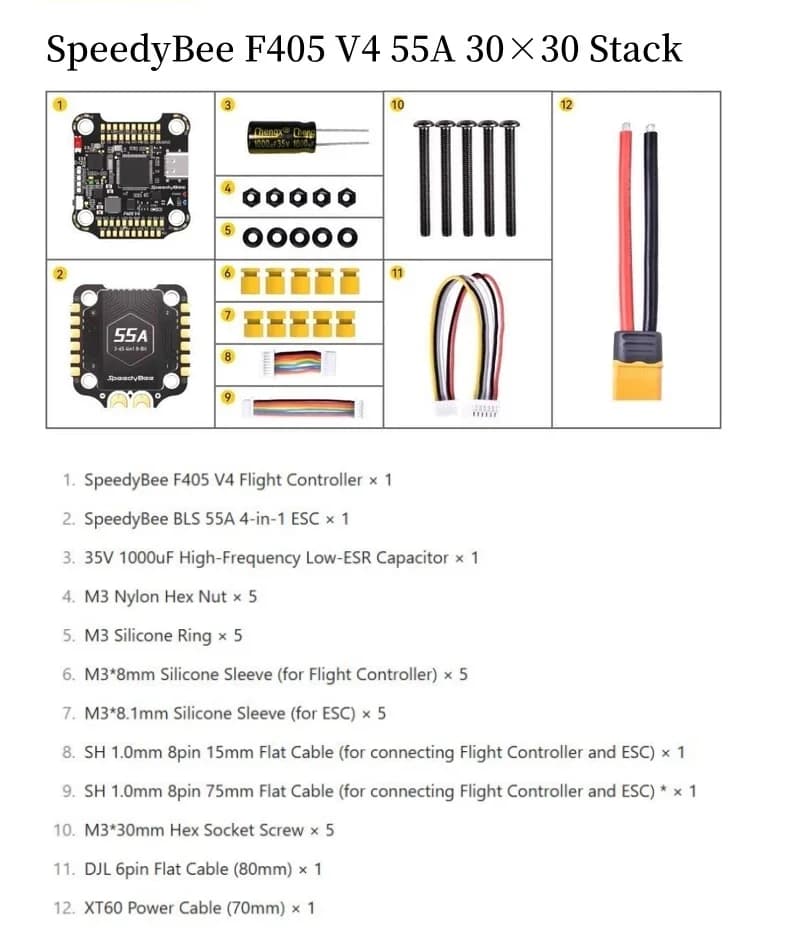 Original SpeedyBee F405 V4 Flight control BLS 60A ESC F4V4-60-Stack BLS 30x30 Bluetooth parameter tuning 5