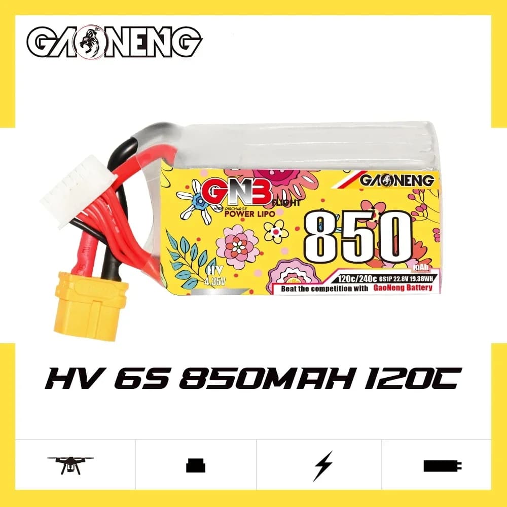 GNB 650mAh 850mAh 6S 22.8V HV 120C XT30 XT60 LiPo Battery For Brushless Drones Propeller FPV Cinelog Cinewhoop UAV Quadcopter 4