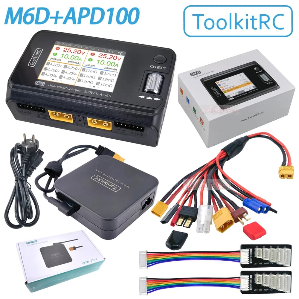 ToolkitRC M6D V3 500W 15A DC Dual Channel MINI Smart Charger Discharger For 1-6S Lipo Battery FPV Model Spare Part Replace M8 - 1
