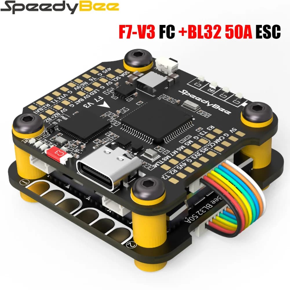 SpeedyBee F7 V3 50A Stack F722 Flight Control BL32 50A 4in1 ESC3~6S Lipo with Blackbox Analyzer Suitable for FPV Freestyle Drone - 1