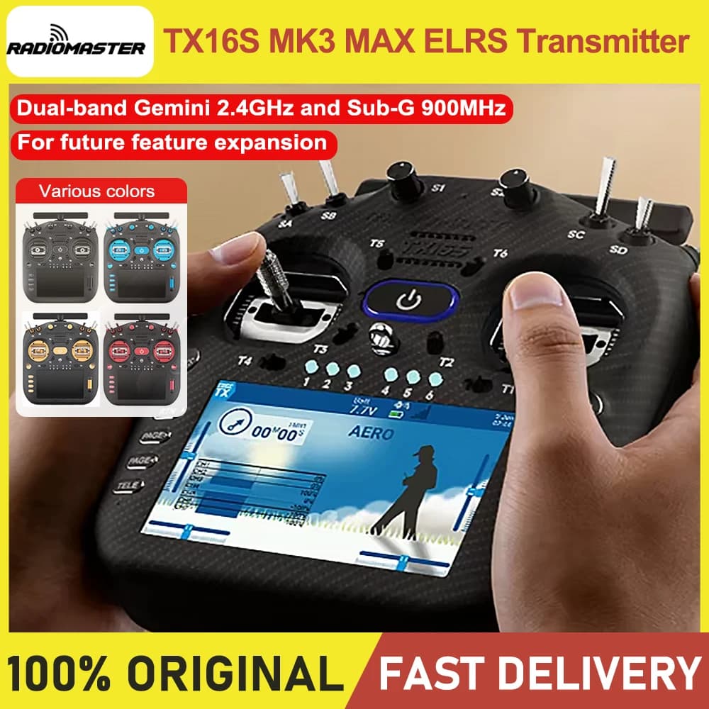 Radiomaster TX16S MK3 MAX with AG02 Metal Gimbals, ELRS 2.4GHz 16CH Radio Transmitter for FPV Racing Drone - 1