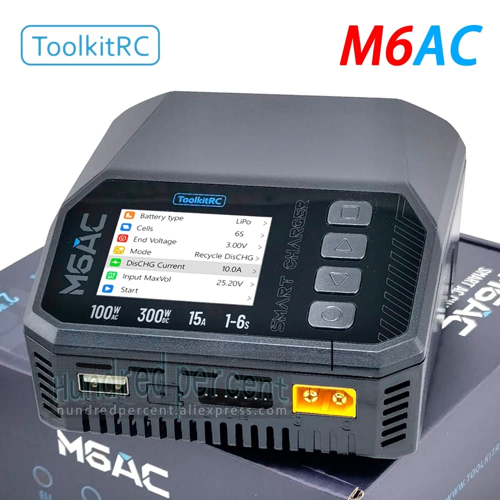 ToolkitRC M6AC Smart Lipo Battery Charger Discharger AC 120W DC300W MAX30A for 1-6S Battery FPV Model Spare Part LiHV LIFE LILON - 1