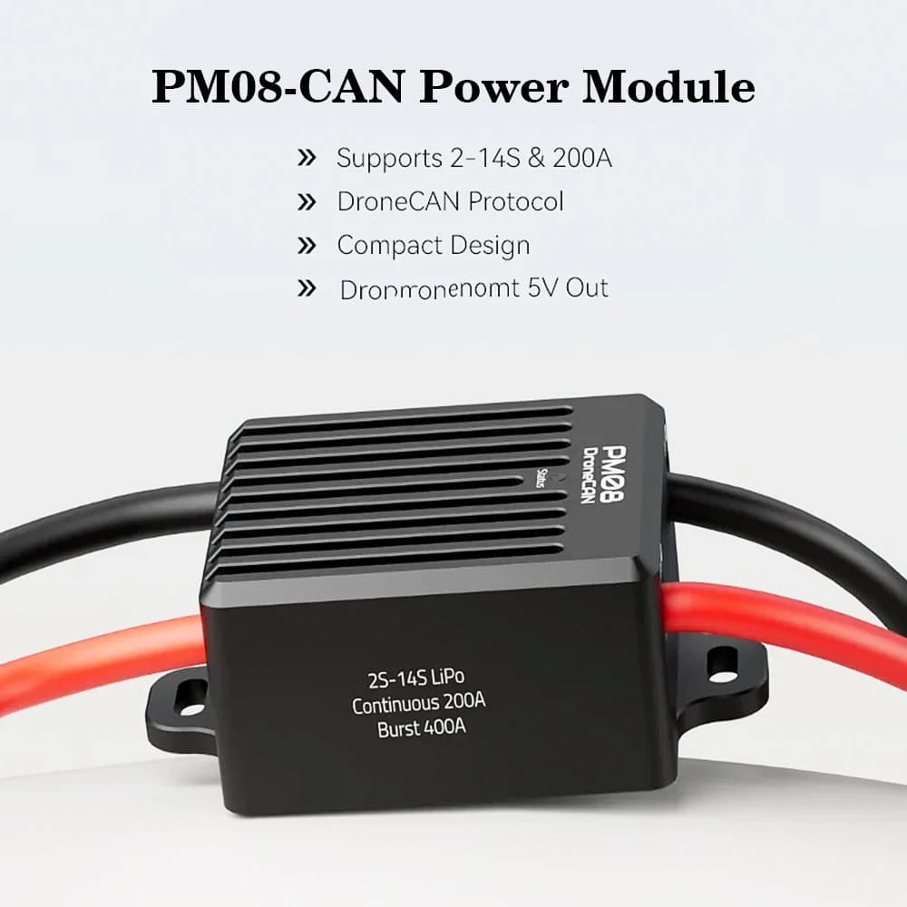 Holybro DroneCAN PM08-CAN Power Module 2-14S 200A Dual Step Down UBEC Output With 2x Independent 5V Out For RC FPV Drone - 1