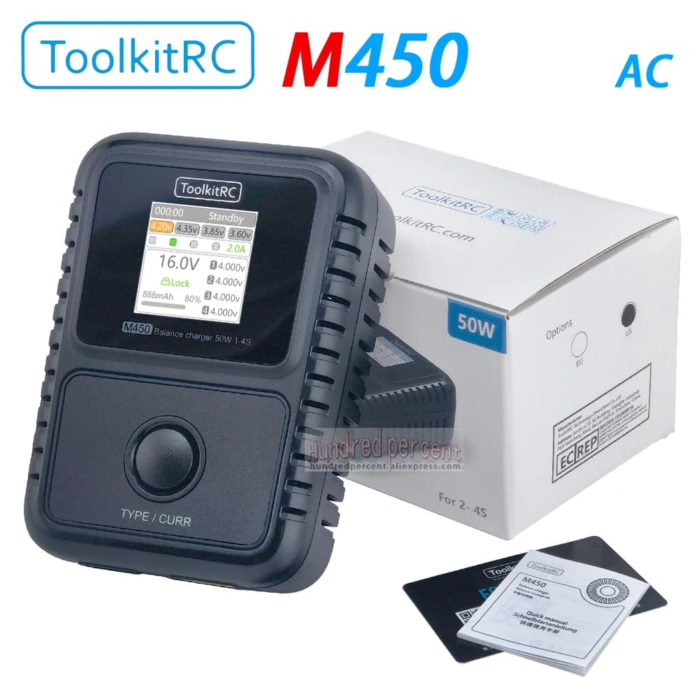 ToolkitRC M450 Smart Lipo Battery Charger Discharger AC 50W 2-4S Suitable For Remote Control Car Aircraft Toy Parts FPV Model - 1