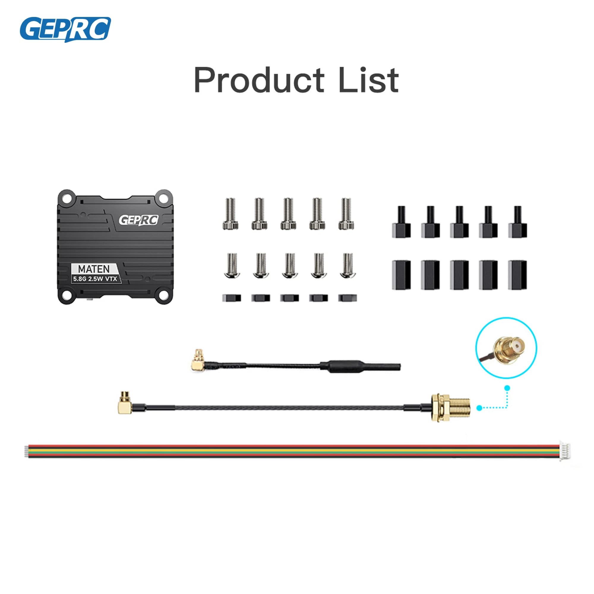 GEPRC MATEN 5.8G 2.5W 1.6W VTX 2500mW Transmitter Transmitting Module 7V-36V Built in Microphone for FPV Long Range Racing Drone 6