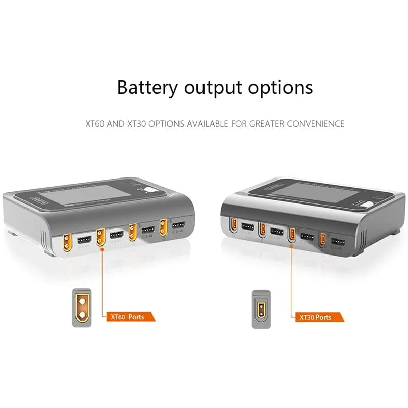 ToolkitRC Q4AC Charger XT60 Adapters 4x50W 5A AC 100W 4 Port DC Smart Discharger AC DC IPS Bright with Clear Wide Angle Display 4