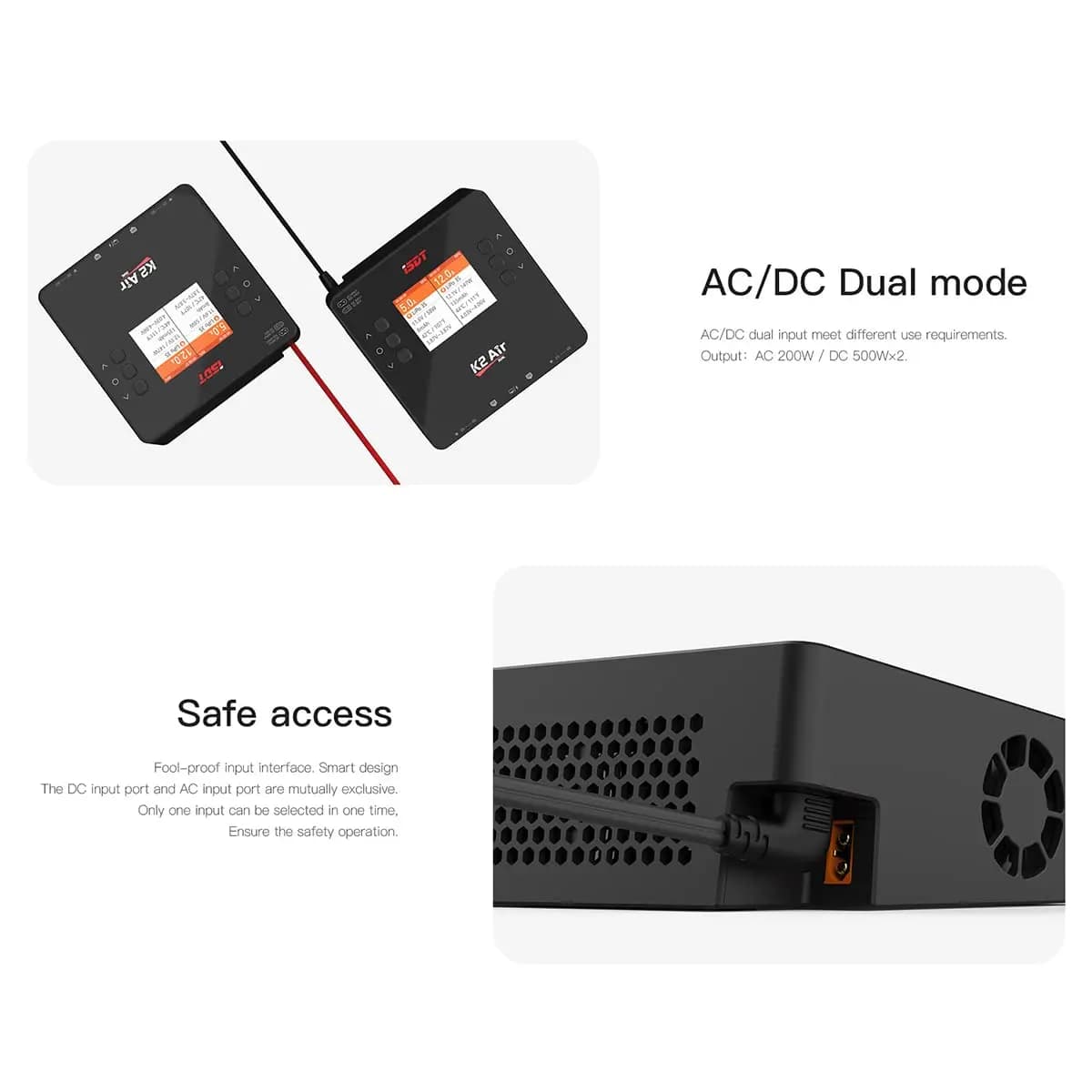 ISDT K2 Air Dual Channel Lipo Battery Charger AC 200W DC 500Wx2 20A Smart Balance Discharger for Life Lilon LiHV NiMH PB Battery 5