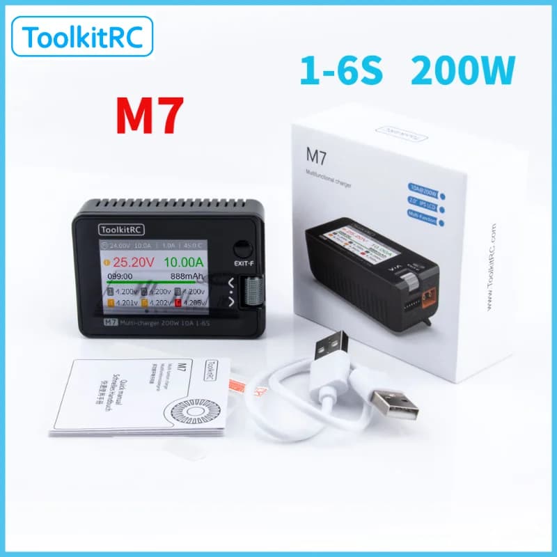 ToolkitRC M7 Balance Charger Discharger Multi Function Charger for 1-6S Lipo Battery RC Airplanes Fixed-Wing Lithium Battery - 1