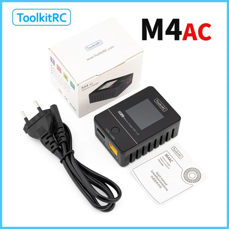 ToolkitRC M4AC 1S 2S 3S Lipo Battery Charger 30W with IPS Display XT30/ XT60 Interface for LiHV NiMh RC Racing Drone Battery - 1