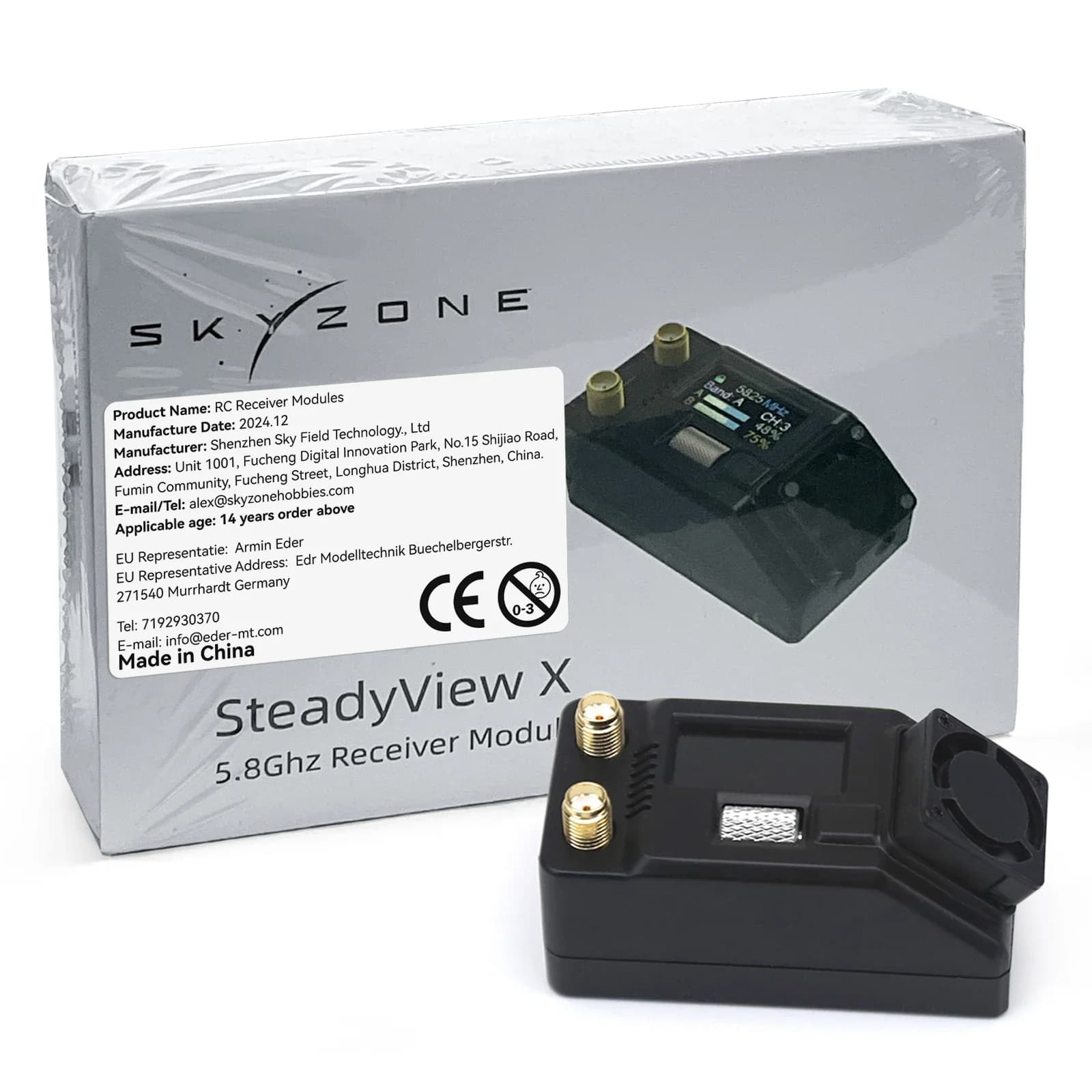 SKYZONE Screen Receiver SteadyView X 5.8Ghz IPS Module Range FPV Goggles Receiver Control Sensitivity Motor for RC Plane Drone 5