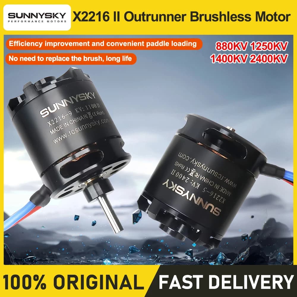 SUNNYSKY X2216 Series Brushless Motor for RC Fixed-Wing Drone Flat Shaft Rear Output 880KV 1100KV 1250KV 1400KV 2400KV Options - 1