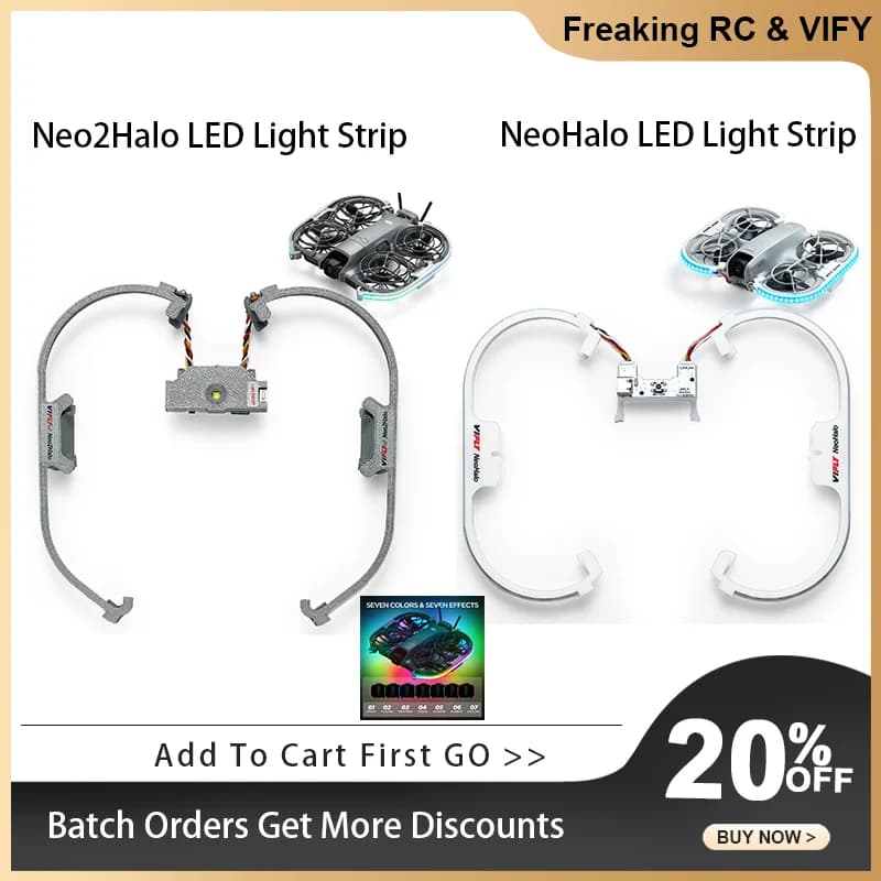 VIFLY NeoHalo Neo2Halo  LED Light Strip for DJI Neo Neo2, Multi-Color Dynamic Modes Brings Epic Night Flight Shows - 1