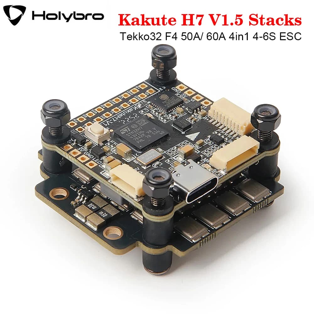 HolyBro Kakute H7 V1.5 Stacks H7 FC ICM-42688P OSD Onboard Bluetooth With Tekko32 F4 50A/ 60A 4in1 4-6S ESC for RC FPV Drone - 1