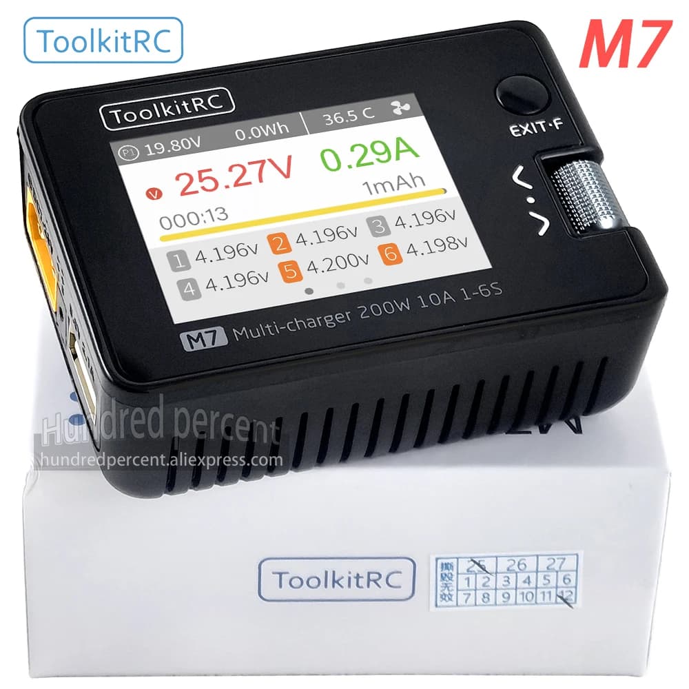 ToolkitRC M7 Charger Intelligent Discharge Lithium Battery 1S 2S 3S-6S Server ESC Receiver Detection IPS Model Toy Accessories - 1