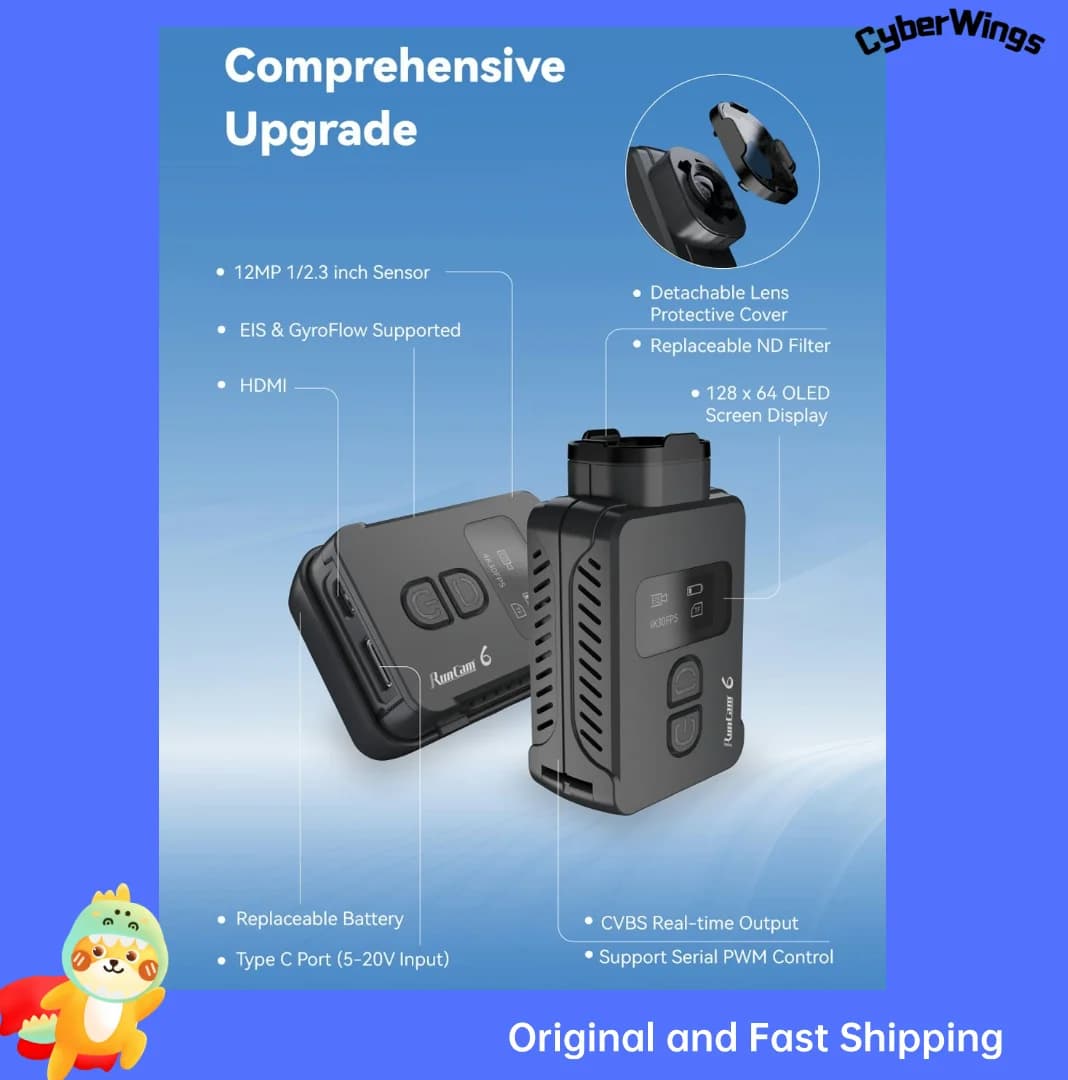 Original RunCam 6 4K Digital Camera for FPV Airsoft Games Recording