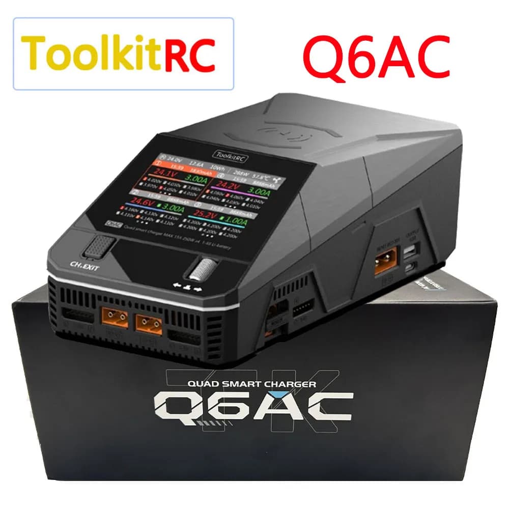 NEW ToolkitRC Q6AC Charger AC 400W/DC 1000W 4CH output Built-in 65W USB A/TYPEC Output ,LiPo, 1-6S，NiMH 1-16S,PB 1-10S Charger - 1