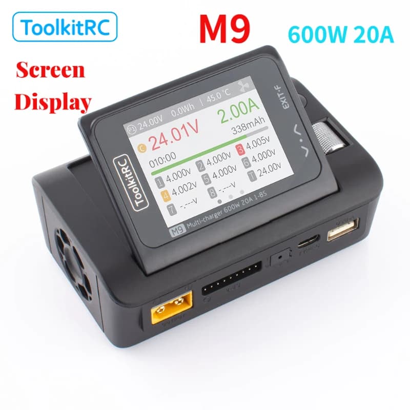 ToolkitRC M9 Lipo LiFe Battery Charger 600W 20A Smart USB Fast Charging with Audio Function for 1-8S RC Model Batteries - 1