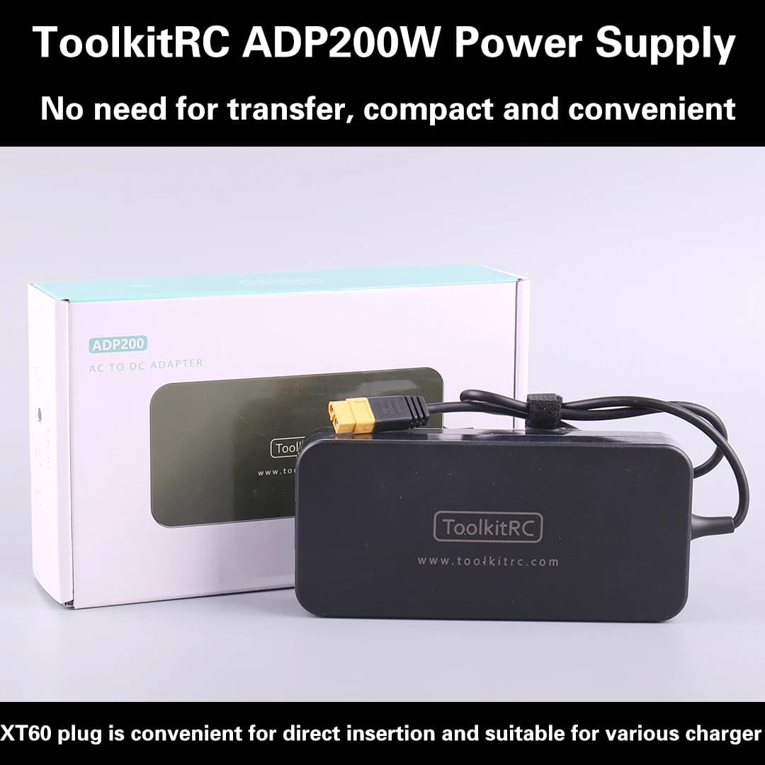 ToolKitRC ADP200 200W 4A Charger Power DC19.5V 10.3A Supply With XT60 Output Adapter for RC iSDT GTPower HotRC SkyRC Chargers - 1