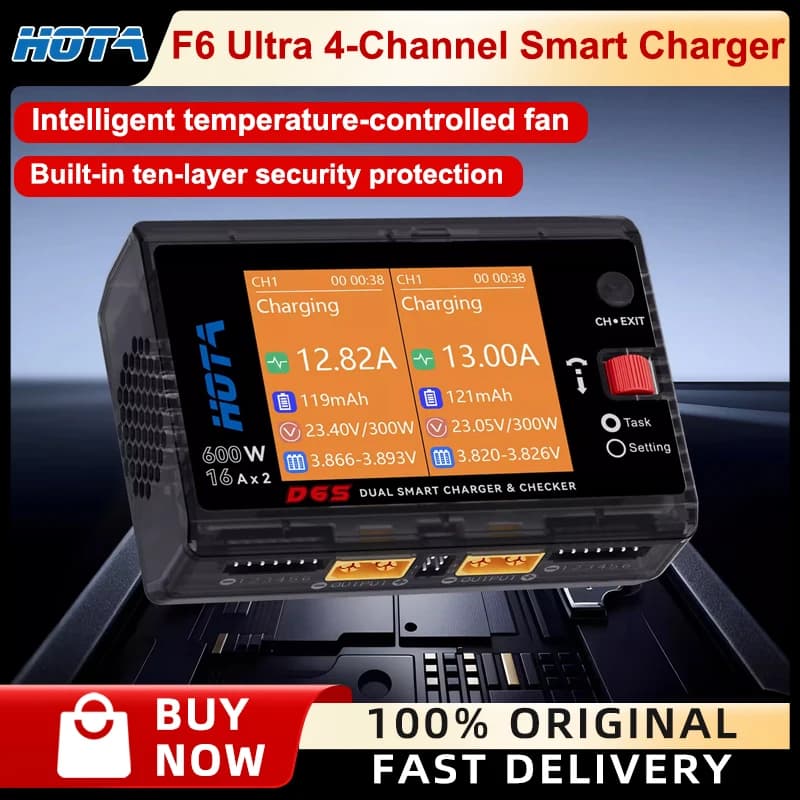 HOTA D6S 600W Dual Channel RC Battery Charger Smart Balance Charger 2S-6S Lipo LiHV for RC Drone FPV Model Aircraft RC - 1