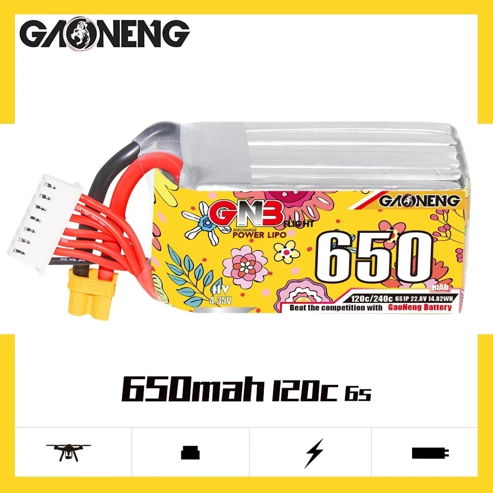 GNB 650mAh 850mAh 6S 22.8V HV 120C XT30 XT60 LiPo Battery For Brushless Drones Propeller FPV Cinelog Cinewhoop UAV Quadcopter