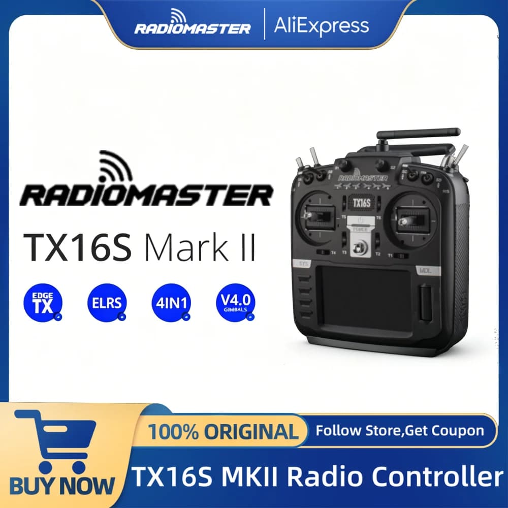 Radiomaster TX16S MKII V4.0 2.4G 16CH Hall Gimbals Transmitter ELRS 4IN1 4.3" IPS Touch Screen EdgeTX OpenTX for FPV Drone Car - 1